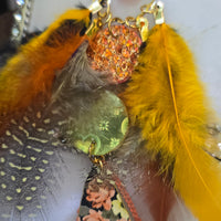 Virginia - Yellow Flower Feather Earrings