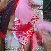 Clarissa - Red Lips Long Feather Earrings
