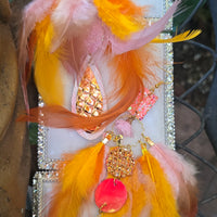 Mystie - Orange Pink Feather Earrings
