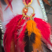 Jennivine - Red Multicolored Feather Earrings