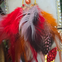 Jennivine - Red Multicolored Feather Earrings
