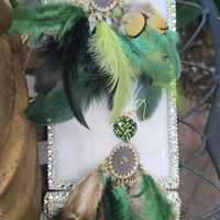 Shaylene - Green Boho Feather Earrings