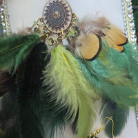 Shaylene - Green Boho Feather Earrings