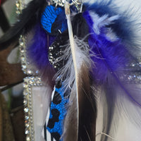 Seline - Blue Animal Print Long Feather Earrings