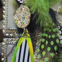 Black and white long dangle earrings featuring geometric design from Shop Moxxc's Becky collection.