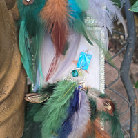 Jacqui - Blue Green Boho Feather Earrings