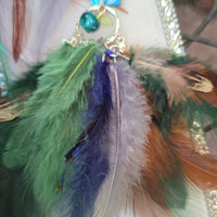 Jacqui - Blue Green Boho Feather Earrings