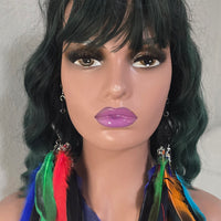 Nadine - Rainbow Feather Earrings
