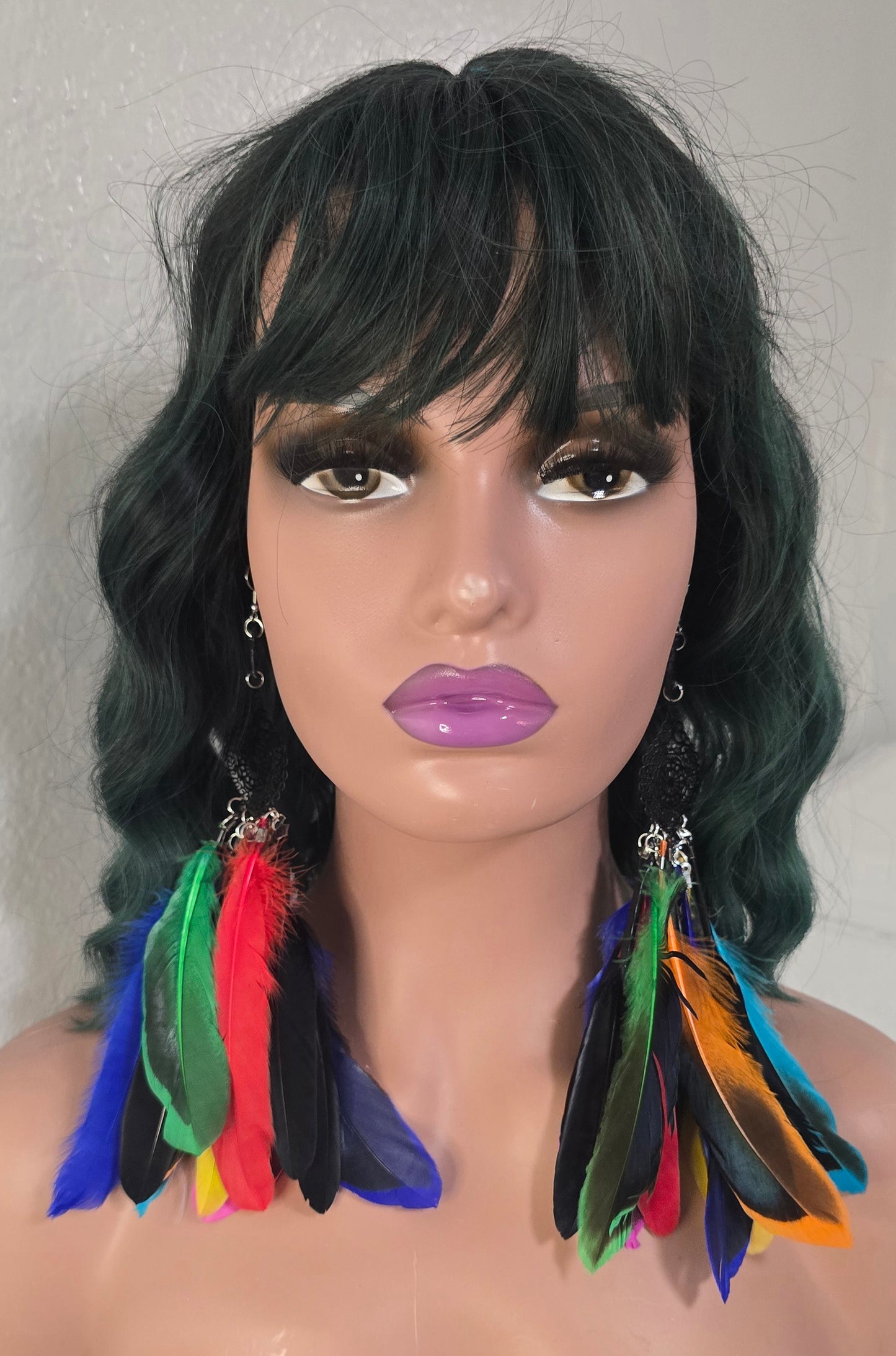 Nadine - Rainbow Feather Earrings