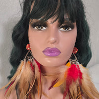 Elizabeth - Brown Ted Long Feather Earrings