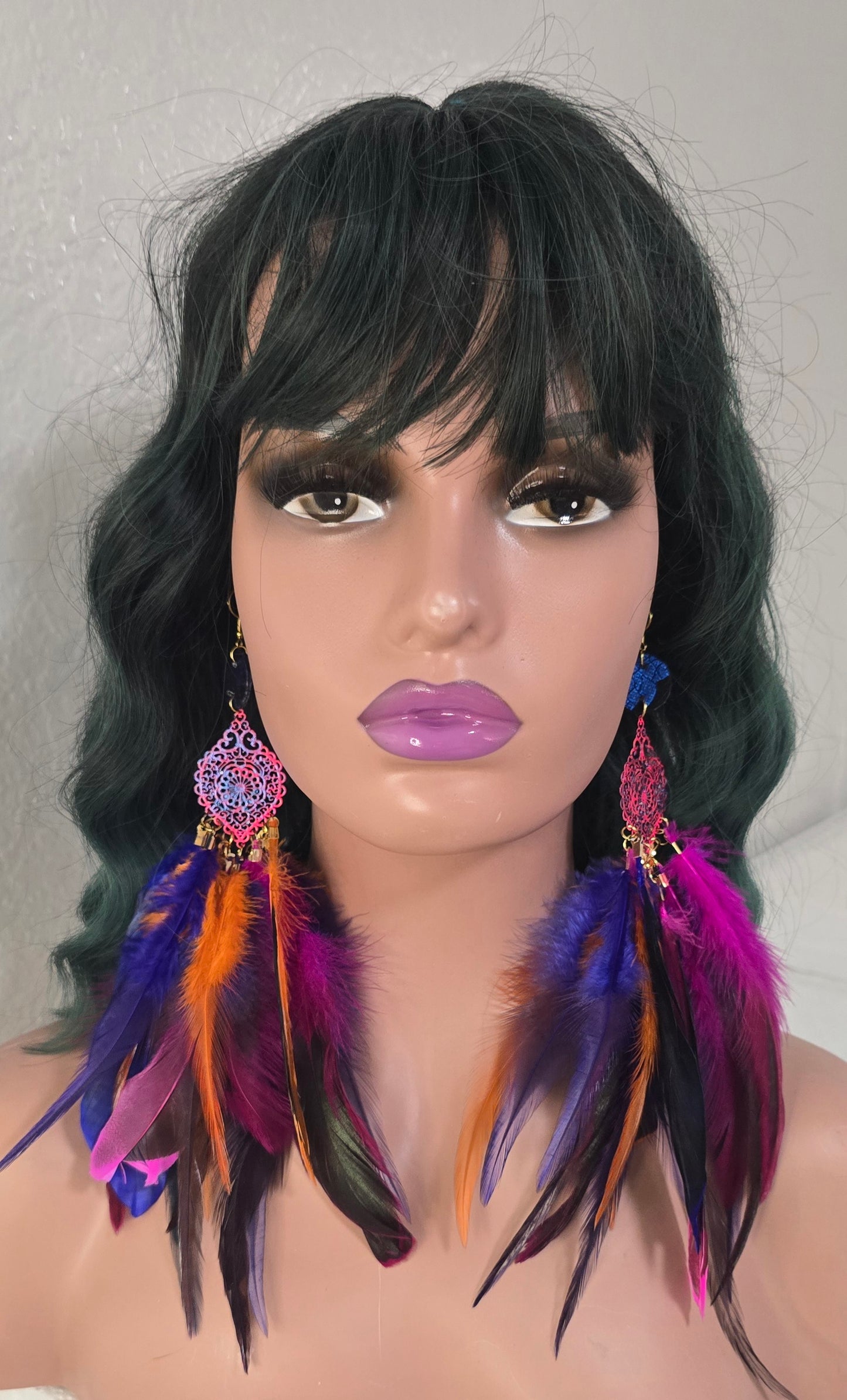Wendy - Colorful Boho Festival Feather Earrings