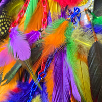 Lorraine - Rainbow Extra Long Feather Earrings
