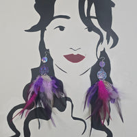 Zoe - Purple Festival Feather Earrings
