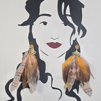 Sarah - Yellow Statement Feather Earrings