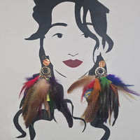 Lyza - Rainbow Feather Earrings