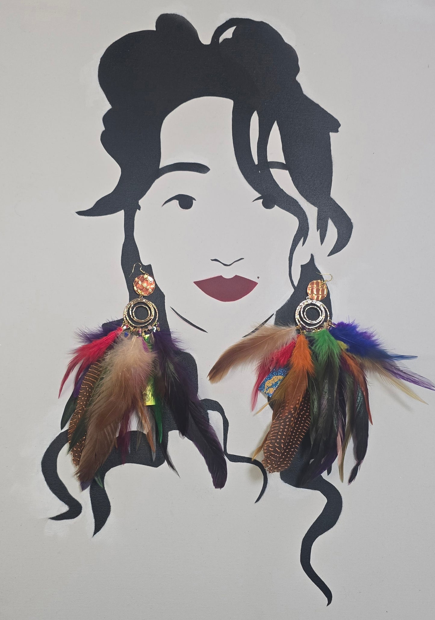 Lyza - Rainbow Feather Earrings