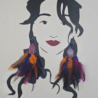 Wendy - Colorful Boho Festival Feather Earrings