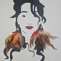 Elizabeth - Brown Ted Long Feather Earrings