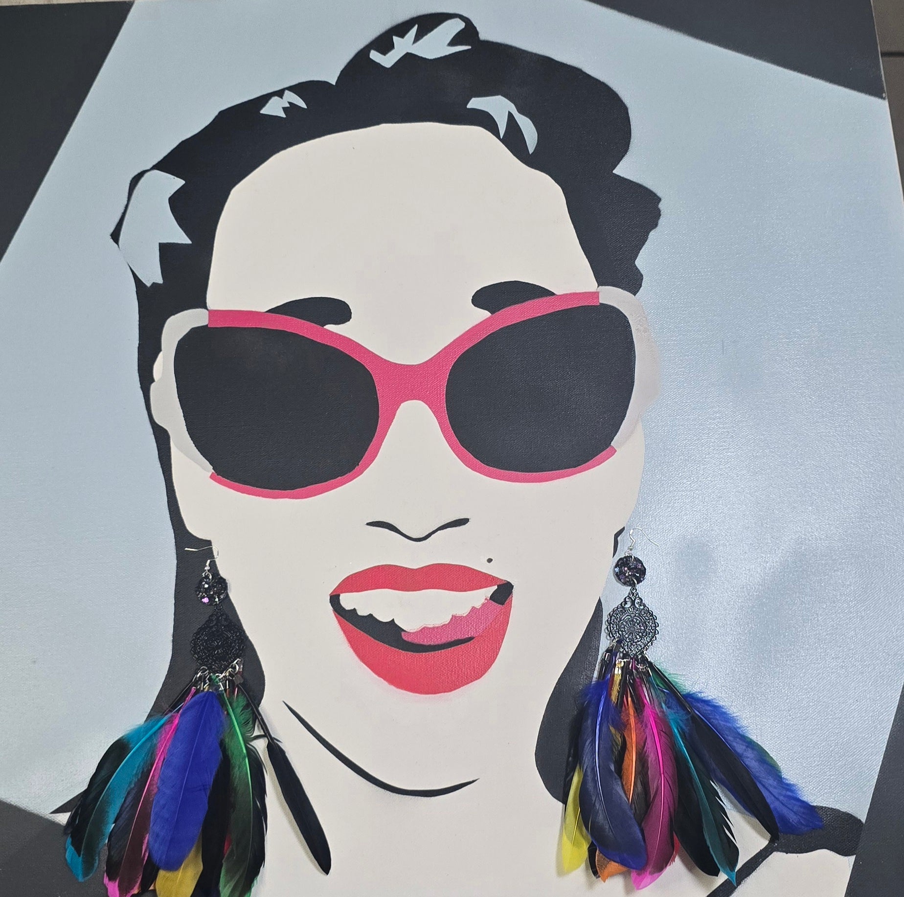 Nadine - Rainbow Feather Earrings