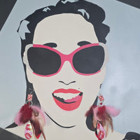 Clarissa - Red Lips Long Feather Earrings