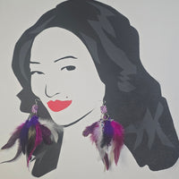 Virginia - Purple Feather Earrings
