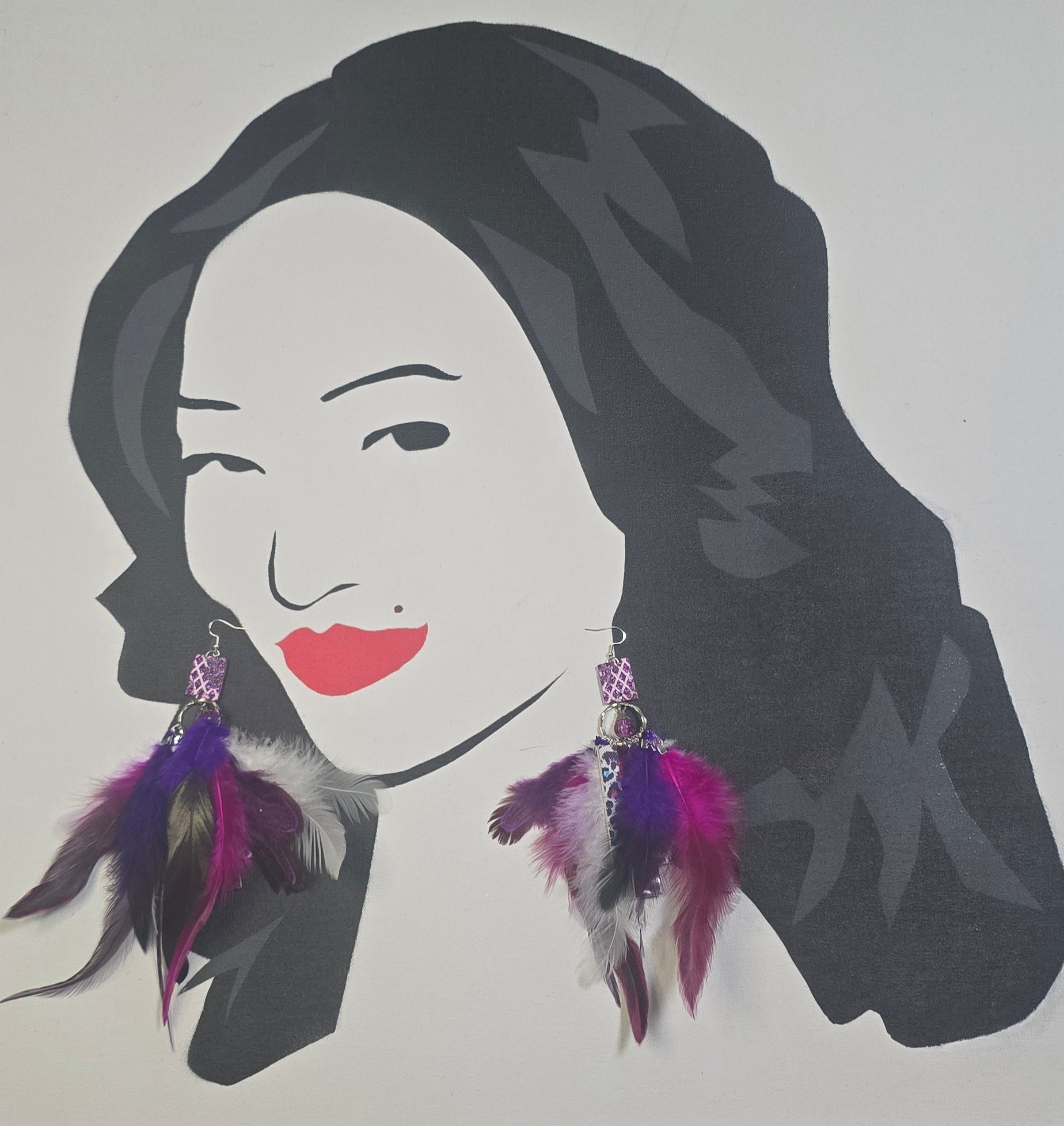 Virginia - Purple Feather Earrings
