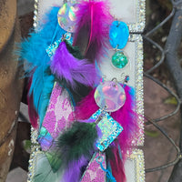 Eileen - Purple Blue Feather Earrings