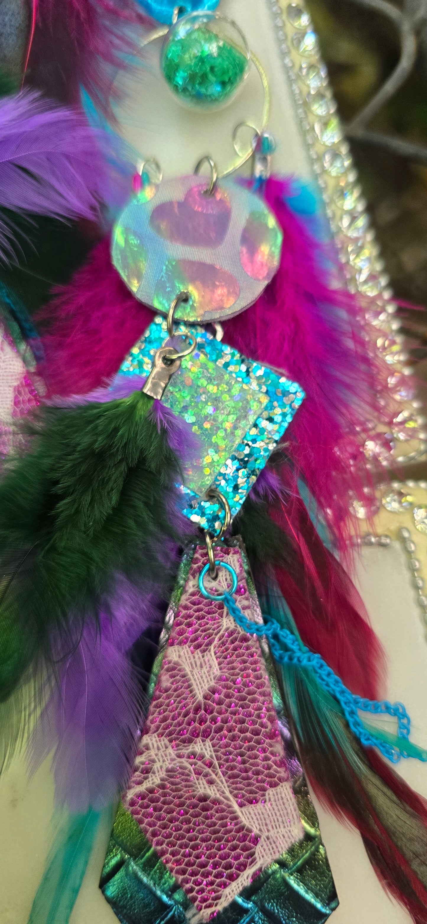 Eileen - Purple Blue Feather Earrings
