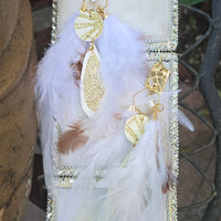 Alecia - White Feather Earrings