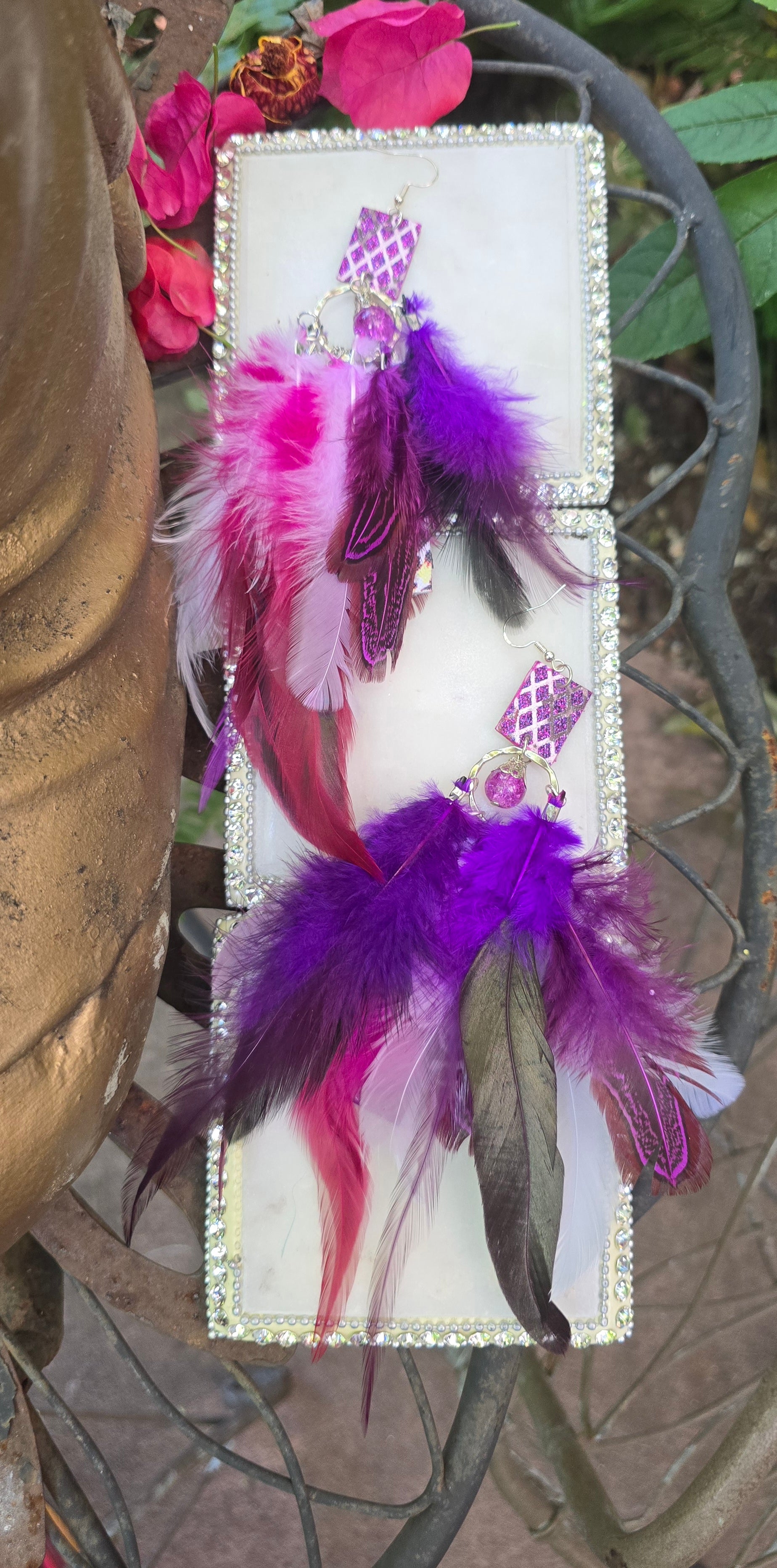 Virginia - Purple Feather Earrings