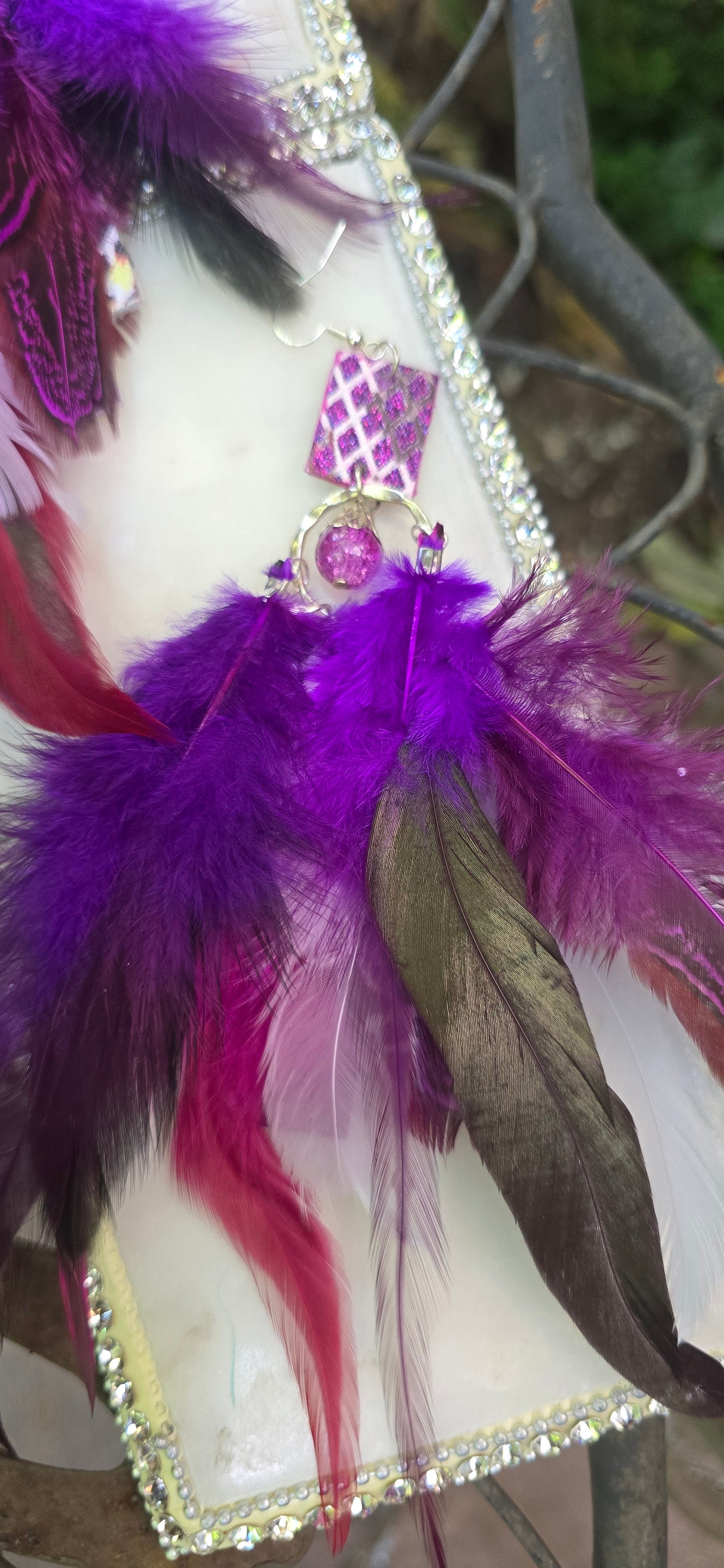 Virginia - Purple Feather Earrings