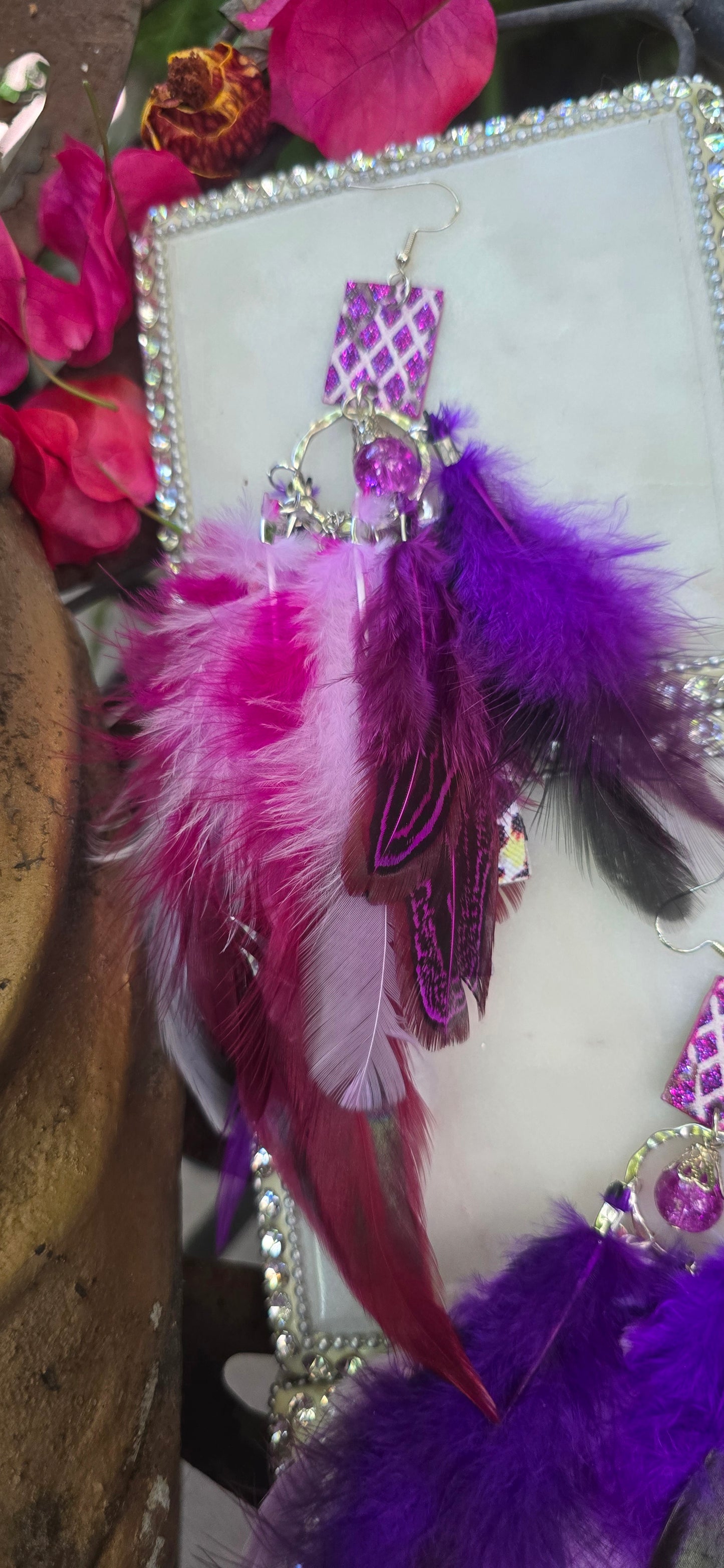 Virginia - Purple Feather Earrings