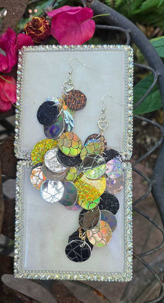 Neutral multicolored gold dangle earrings from the Jaimee collection, featuring a stylish design with vibrant hues.