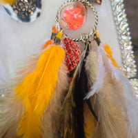 Kimberly - Orange Animal Print Feather Earrings