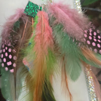 Yienie - Pink Green Feather Earrings