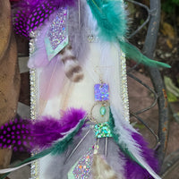 Gemma - Purple Green Feather Earrings