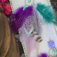 Gemma - Purple Green Feather Earrings