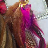 Bonnie - Pink Brown Feather Earrings