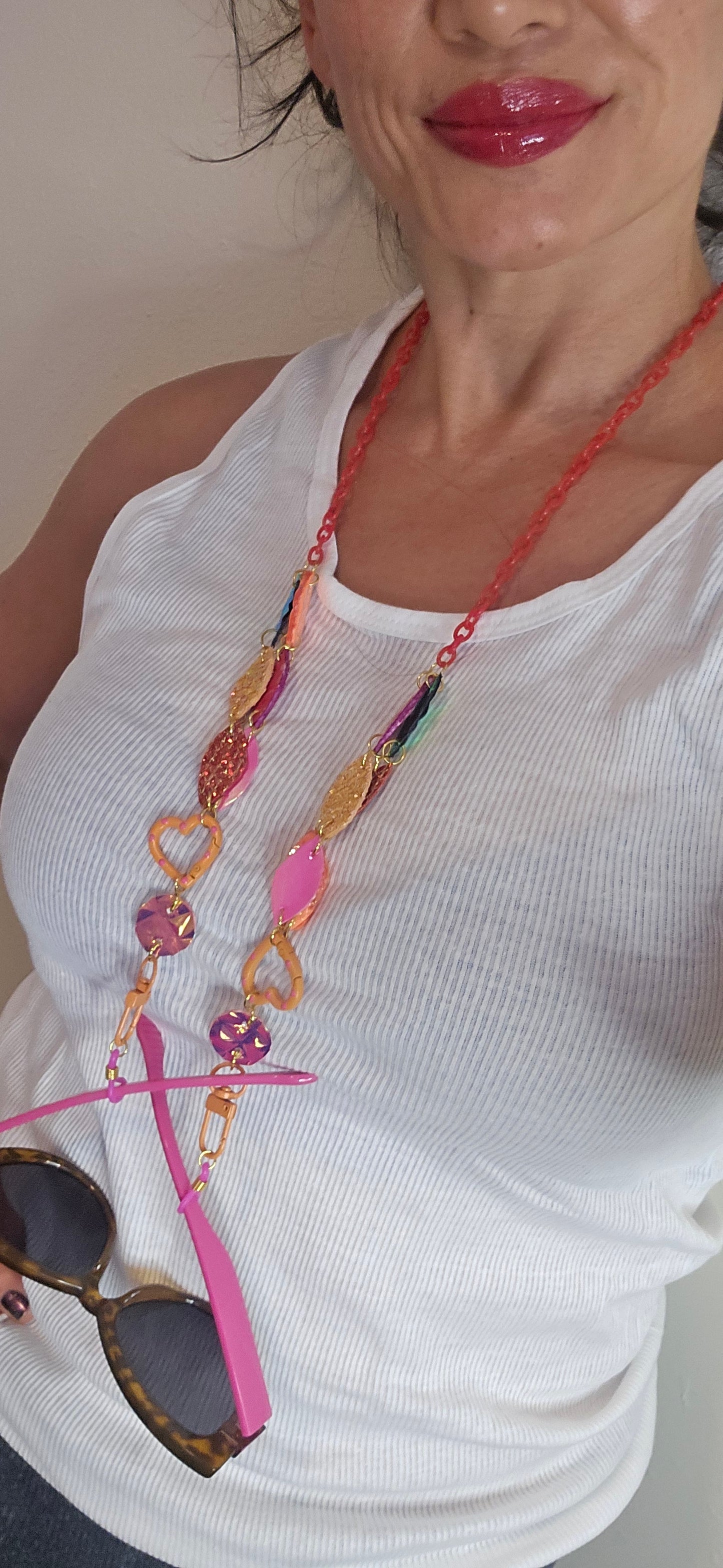 Josie - Multicolored Pink Eyewear Chain