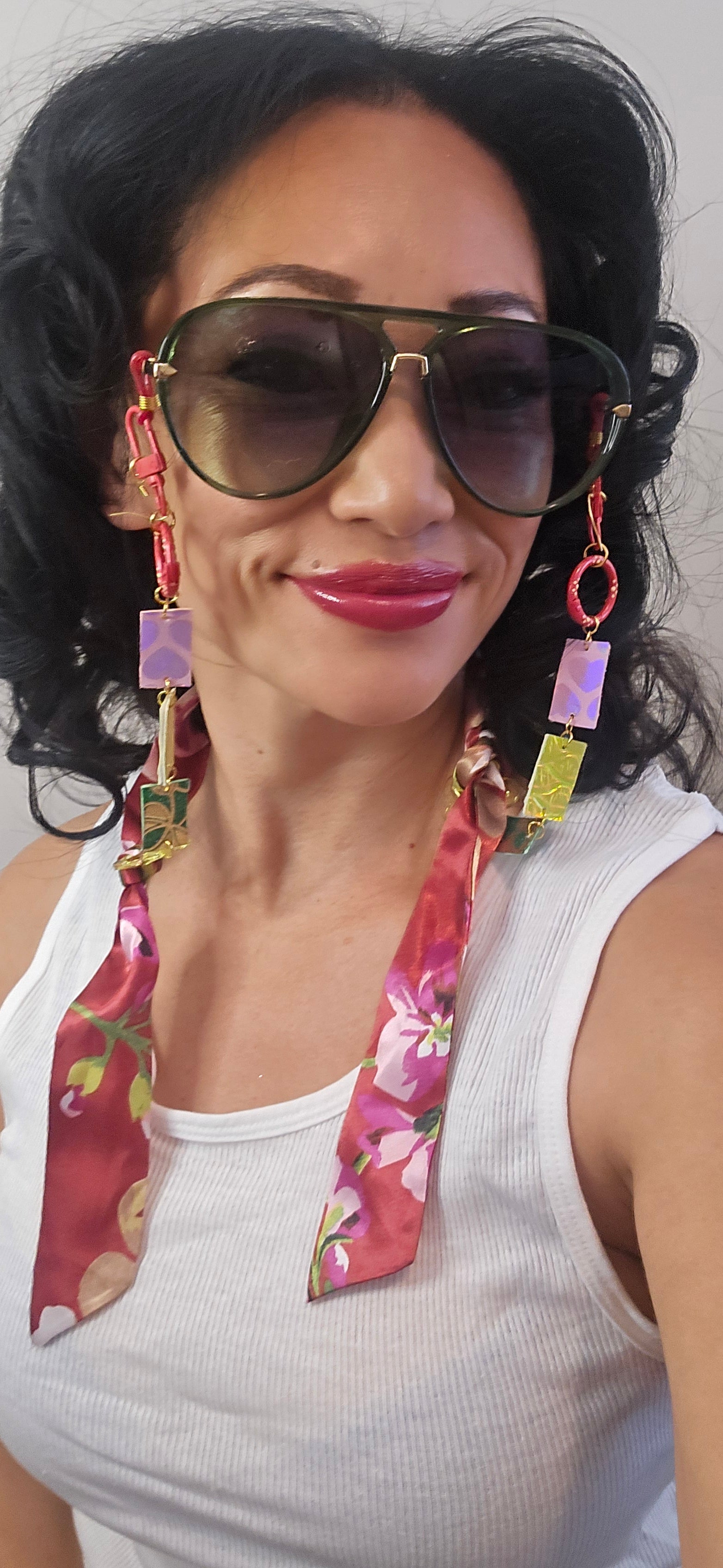 Tabitha - Red Scarf Eyewear Chain