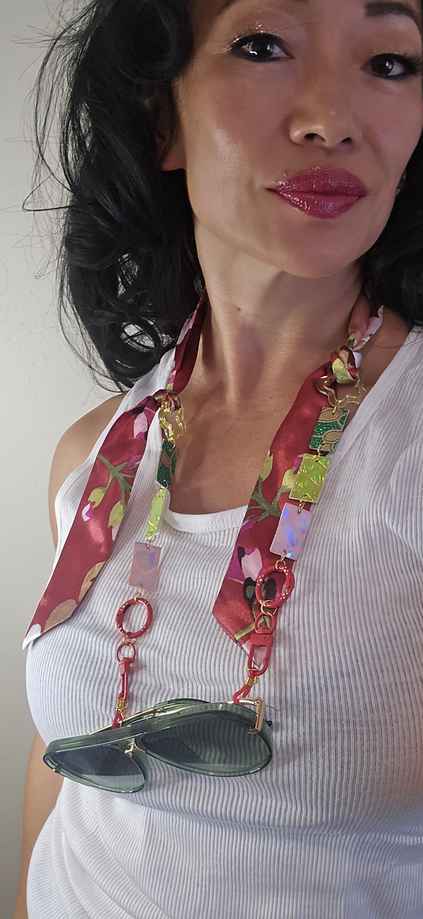 Tabitha - Red Scarf Eyewear Chain