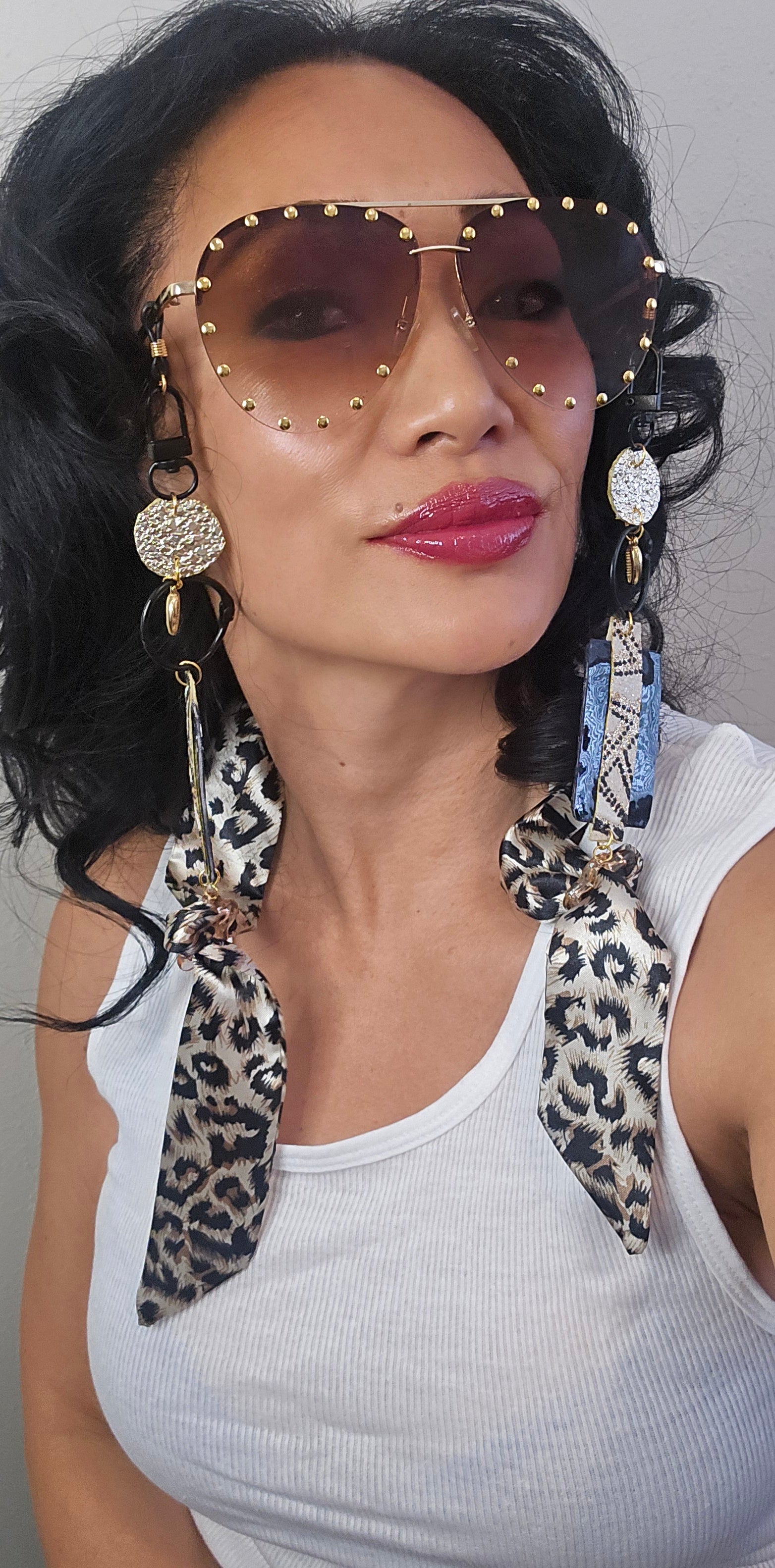 Mallory - Animal Print Scarf Eyewear Chain