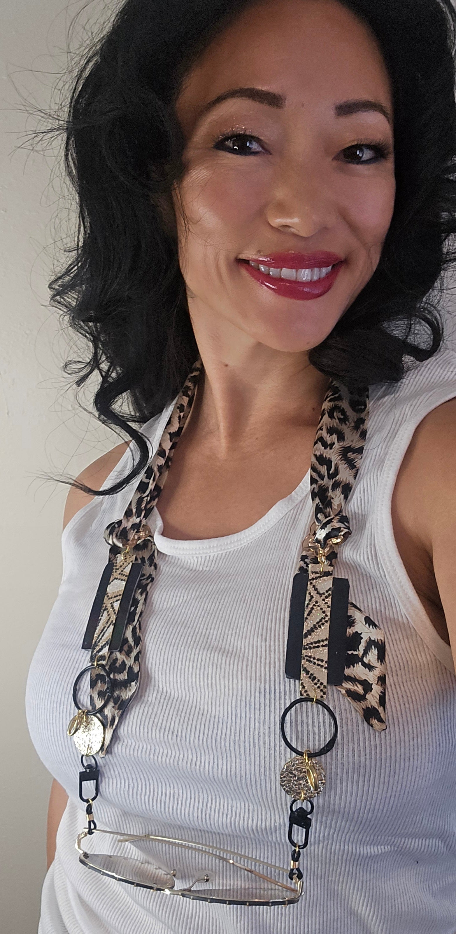 Mallory - Animal Print Scarf Eyewear Chain