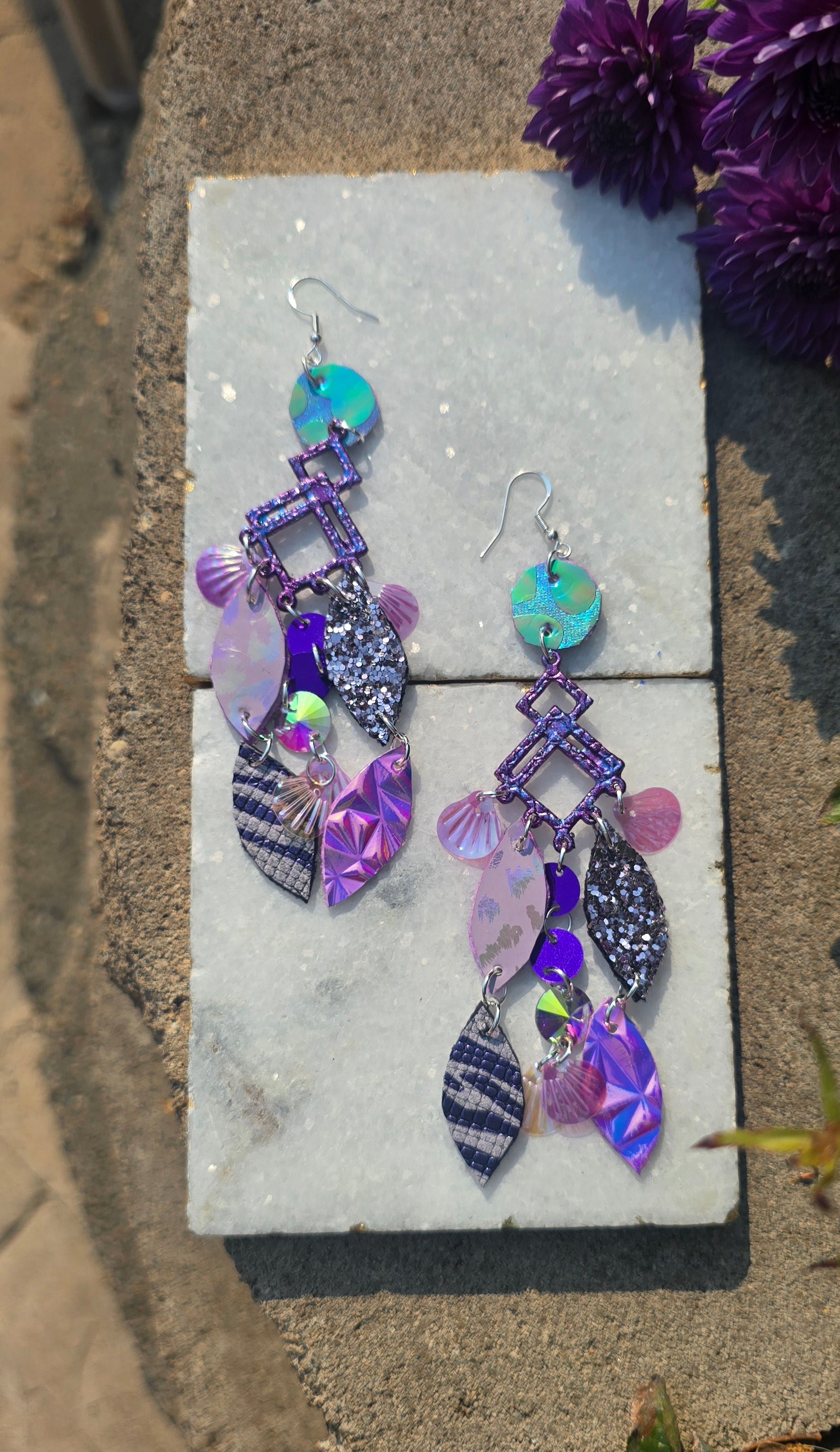 Holly - Purple Teardrop Chandelier Earrings
