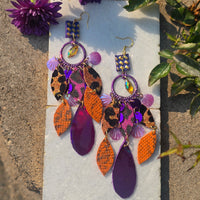 Jonsey - Purple Animsl Print Dangle Earrings