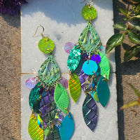 Angelica - Green Iridescent Chandelier Earrings