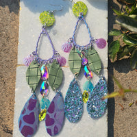 Anya - Purple Glittery Dangle Earrings