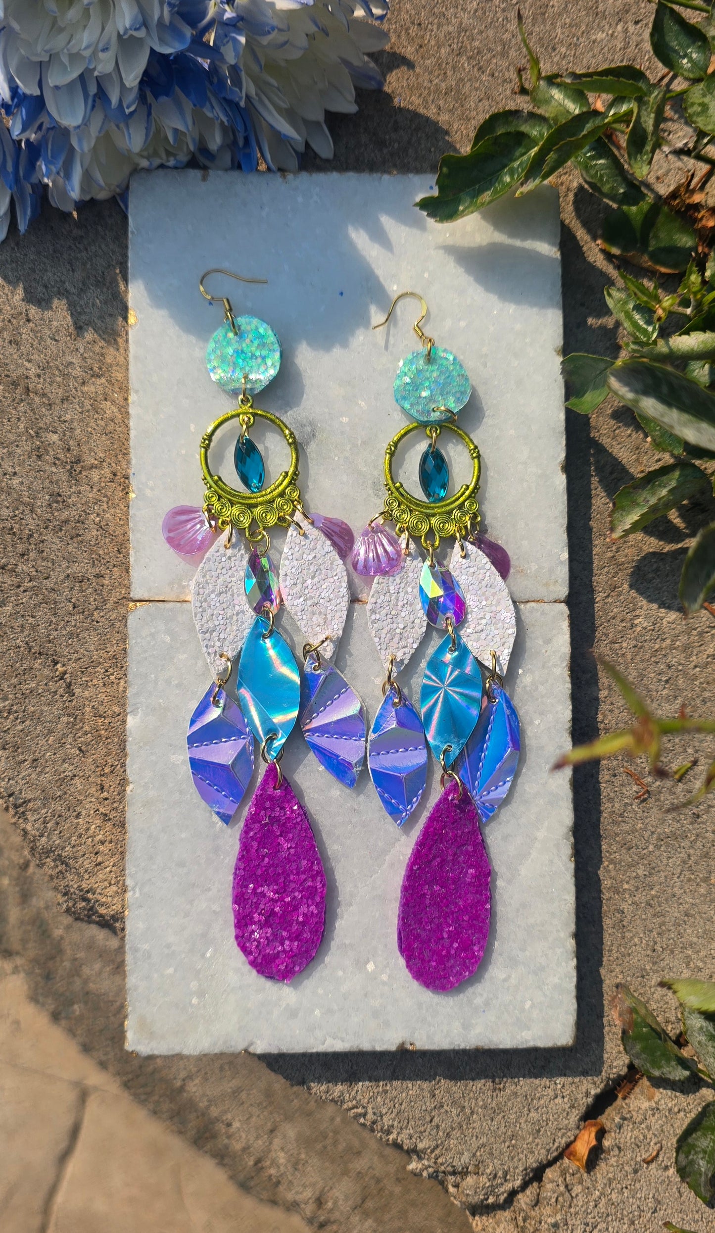 Samantha - Purple Multicolored Dangle Earrings