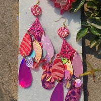 Heidi - Pink Chandelier Dangle Earrings