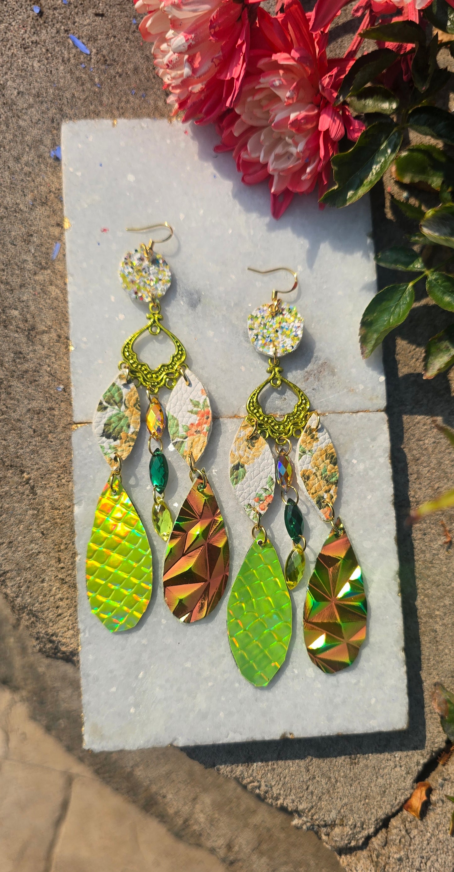 Bianca - Lime Green Yellow Dangle Earrings